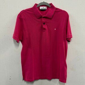 STONE ISLAND dark pink cotton short sleeve slim fit polo shirt